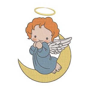 Sweet Angel Embroidery Design with Moon, Machine embroidery,  embroidery designs trendy, embroidery designs to download