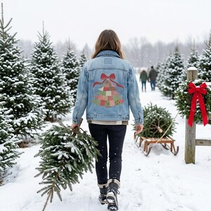 Patchwork Christmas Tree Machine Embroidery | Patchwork Series | Quilted Look Tree With Bow Design| Shirt Sweatshirt Tote | Instant Download image 10