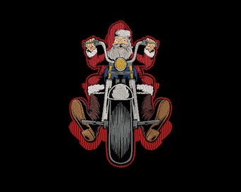 Santa Claus on a Bike Machine Embroidery Design | machine embroidery designs Christmas, Santa embroidery design, Christmas ornaments