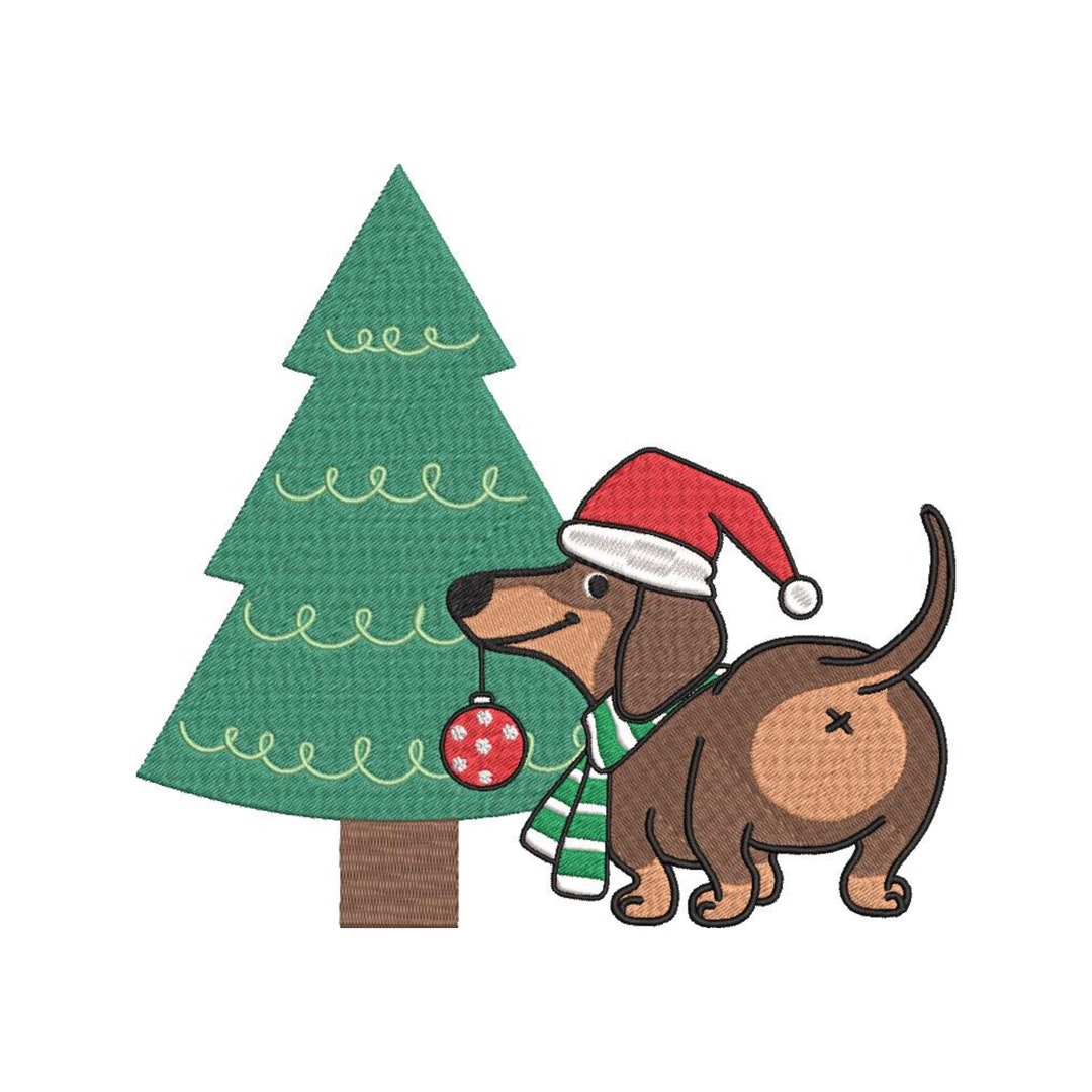 Christmas Dog Decorating Christmas Tree Dog Mom Embroidery, Machine