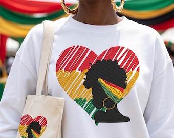 Juneteenth-vrouw machineborduurwerk | Afro-Amerikaanse vrijheidsdag cadeau-ontwerp | Overhemd draagtas | Direct downloaden