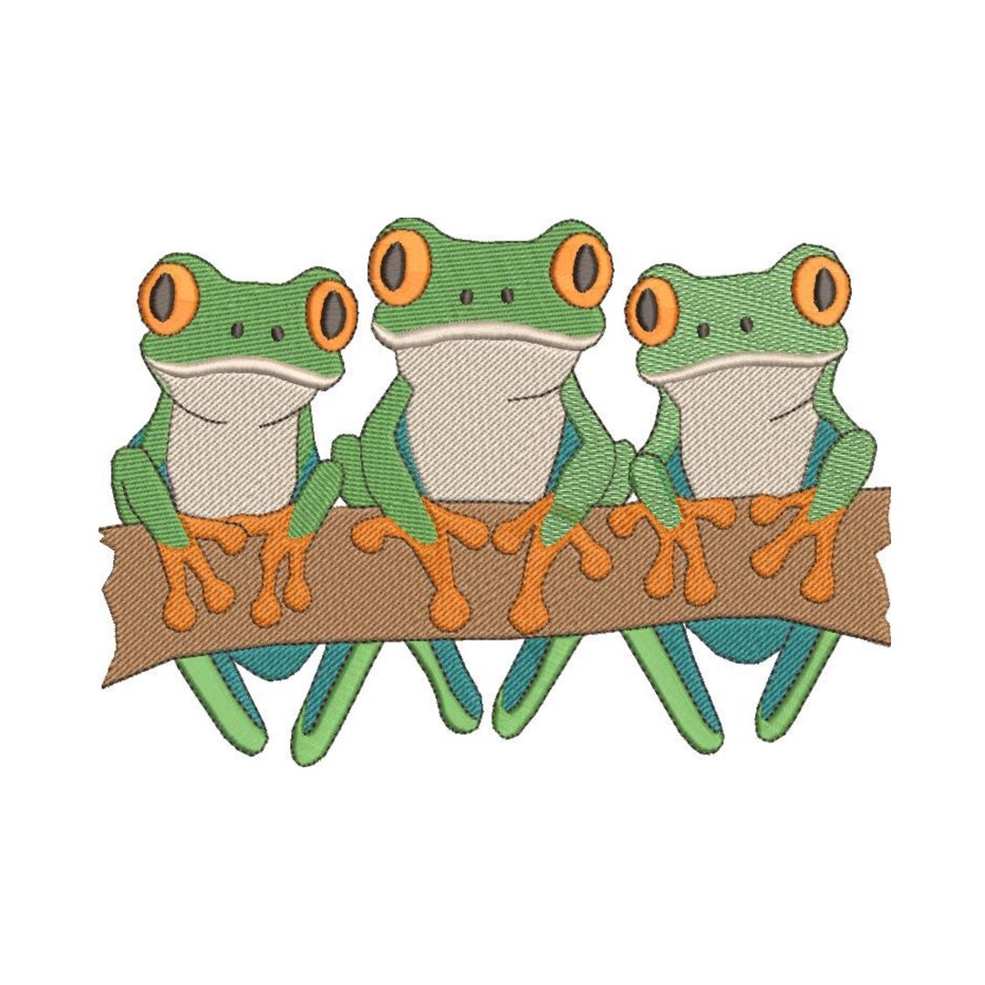 Three Frogs Machine Embroidery Design | Nature Woodland Animal Pattern ...