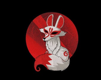 Kitsune Embroidery Design - Etsy