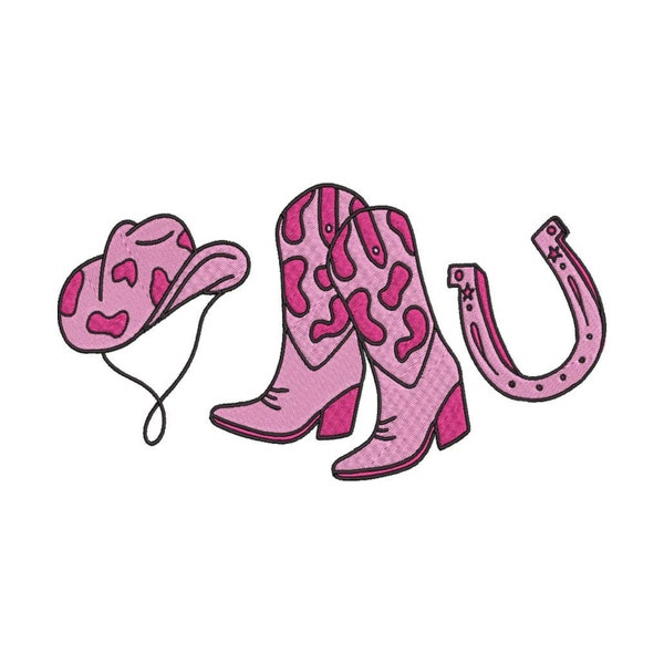 ZAPATOS PINK COWGIRLS - diseño de bordado de botas de vaquera, diseño de bordado de moda, diseño de bordado de princesa, mini diseños de bordado,