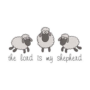The Lord is My Shepherd Easter 3 Sheep Embroidery Design, machine embroidery design family, Christian Easter embroidery design