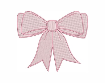 Pink Bow Machine Embroidery Design | Trendy Coquette Bow, Baby Girl | Baby Gift | Onesie Bib Tote Bag Baby Keepsake