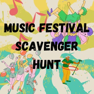 Music Festival Scavenger Hunt, Printable Party Game, Full Page or Half Page