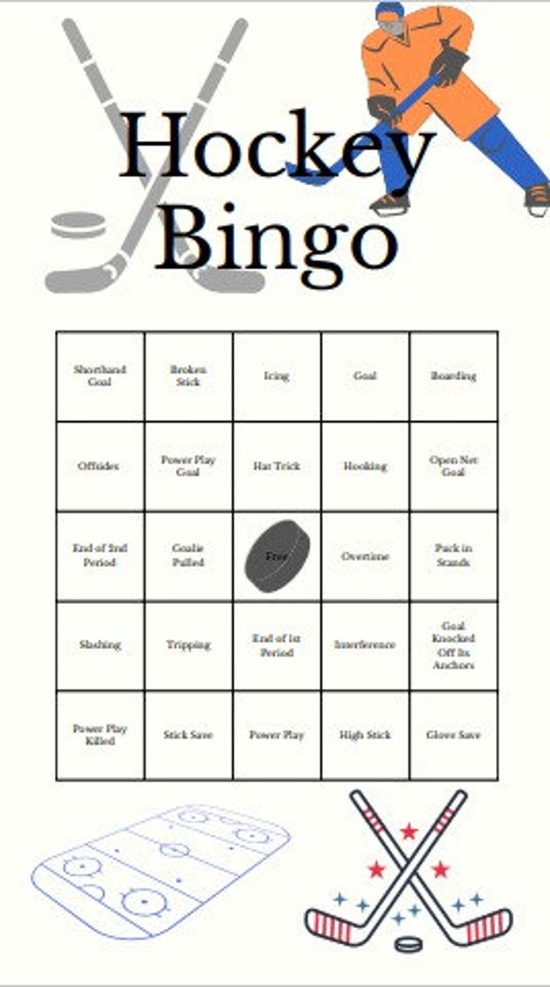 Hockey Bingo Game: 24 Printable Cards (digital Download) - Etsy