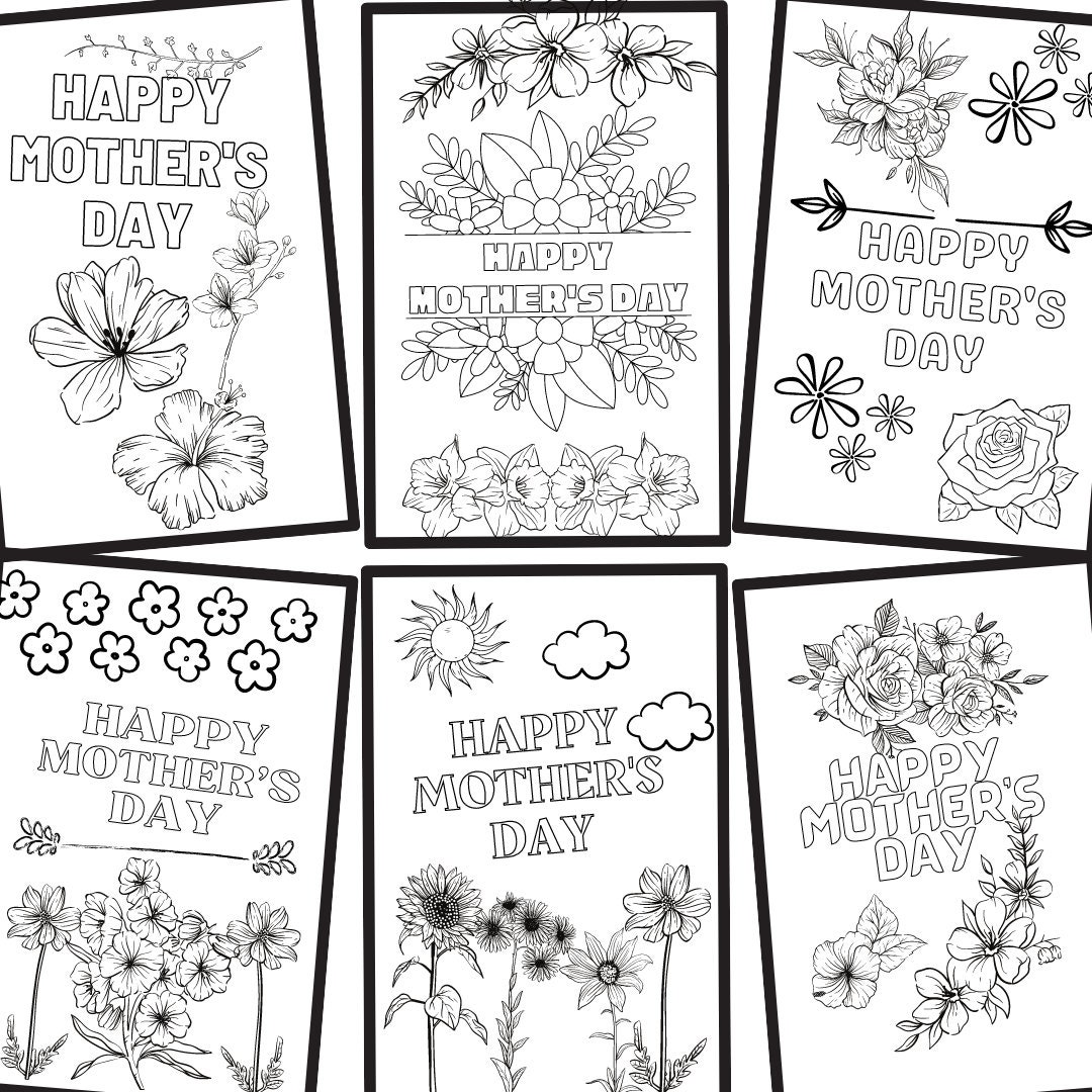 Printable Mother's Day Coloring Pages - Etsy