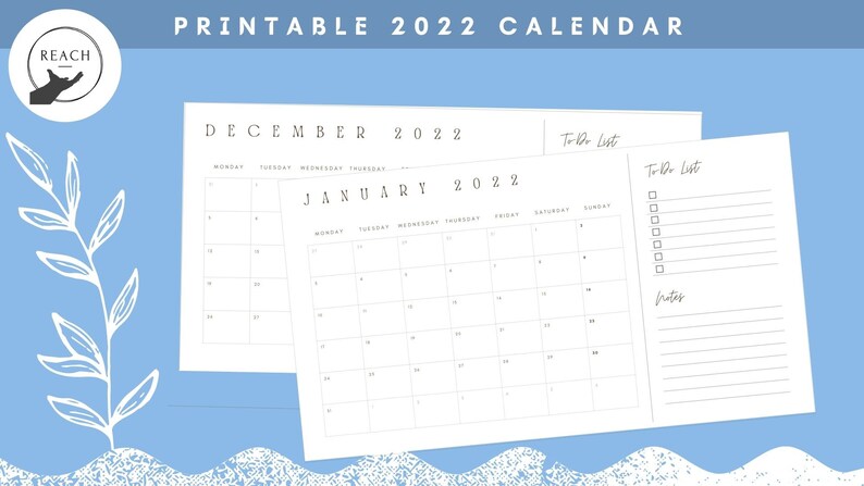 2022 calendar printable under blast sales to do list and notes space included