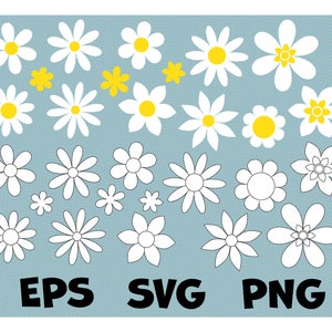 Flower SVG EPS and PNG file for Cricut, Daisy flower clipart, vector cutfile