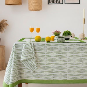 Moss Green African Design Rectangle Tablecloth, Block Printed Table Cover, Cotton Floral Tablecloth, French Tablecloth,Table linen Rectangle