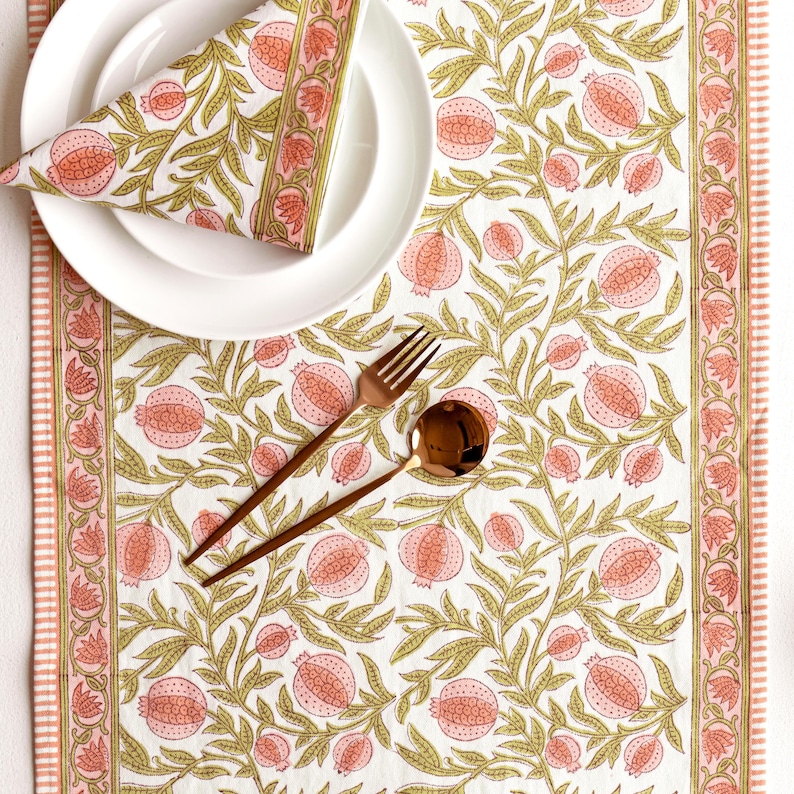ThePinkSoiree Pomegranate Grove Table Runner