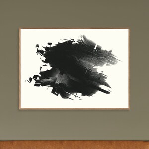 Spacecraft Glitch, Contemporary Abstract Art, Cosmic Poster,  Black and Off-White, Neutral Tones, Halftone Pattern, Instant Download
