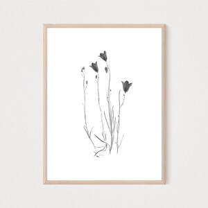 Campanula, Bellflower, Instant Download, Scanography, Herbarium, Wall Art, Botanical Photography, Black and White, JPEG