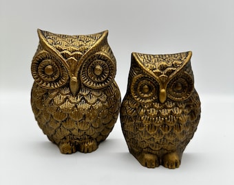 Metal Owls, Large and Small, Set of 2