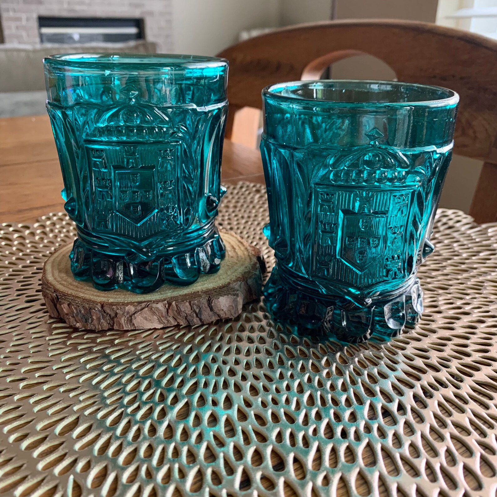 Beautiful Vintage Teal Color Manganese Drinking Glasses With Etsy