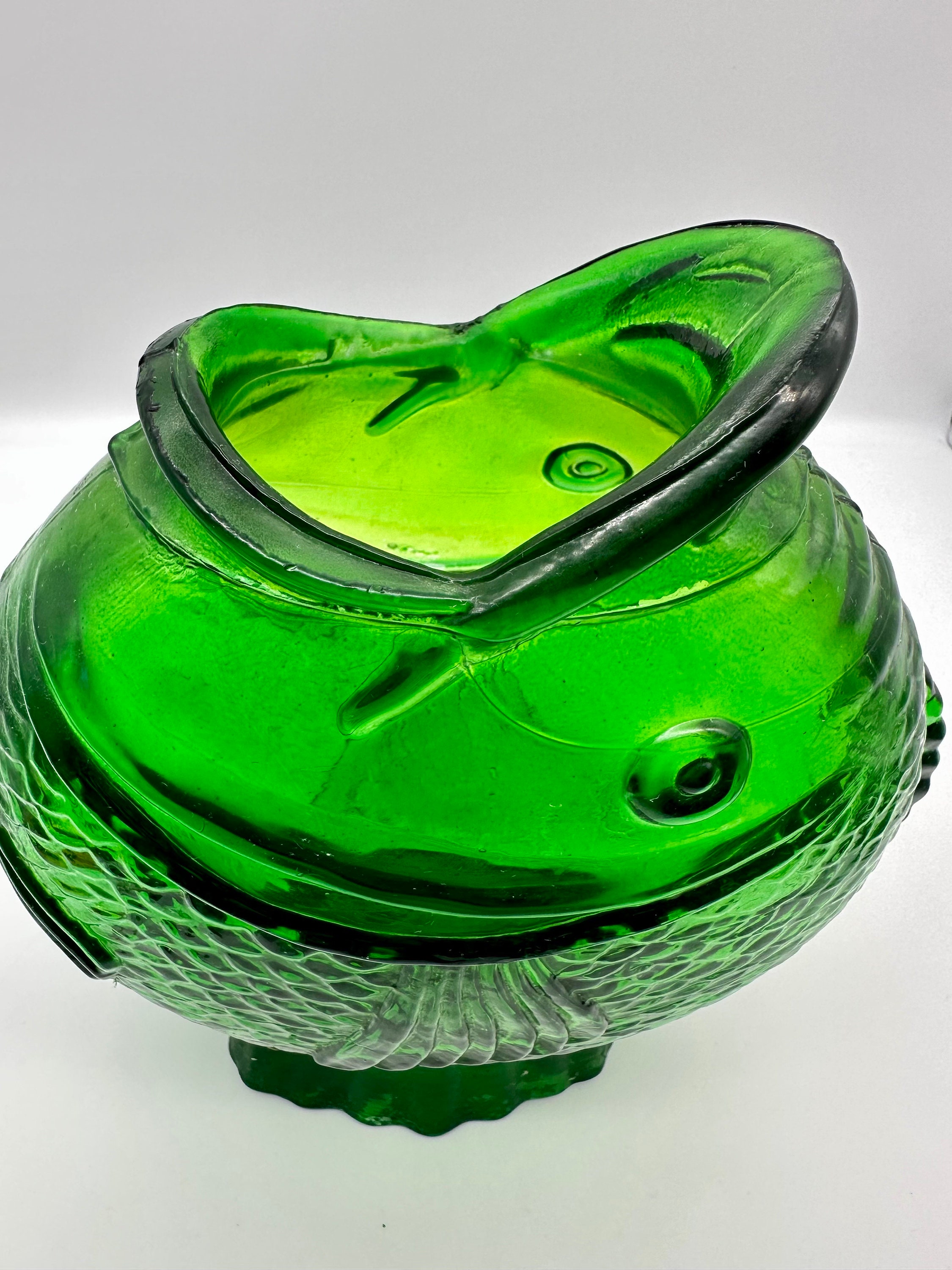 Bright Green Open Mouth Fish Glass Vase Made in Spain Etsy