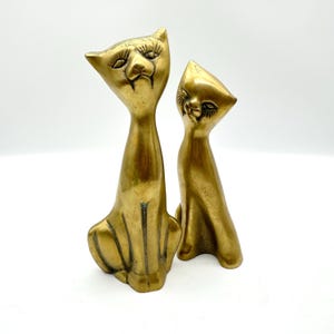 Brass Cat Figurines, Set of 2, Made in Korea