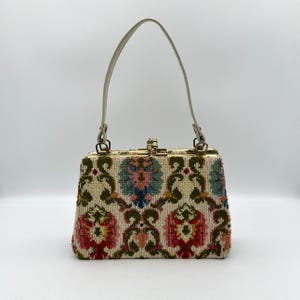 Bolso/cartera de tapiz con marco de metal dorado y 2 compartimentos, 20 cm de ancho