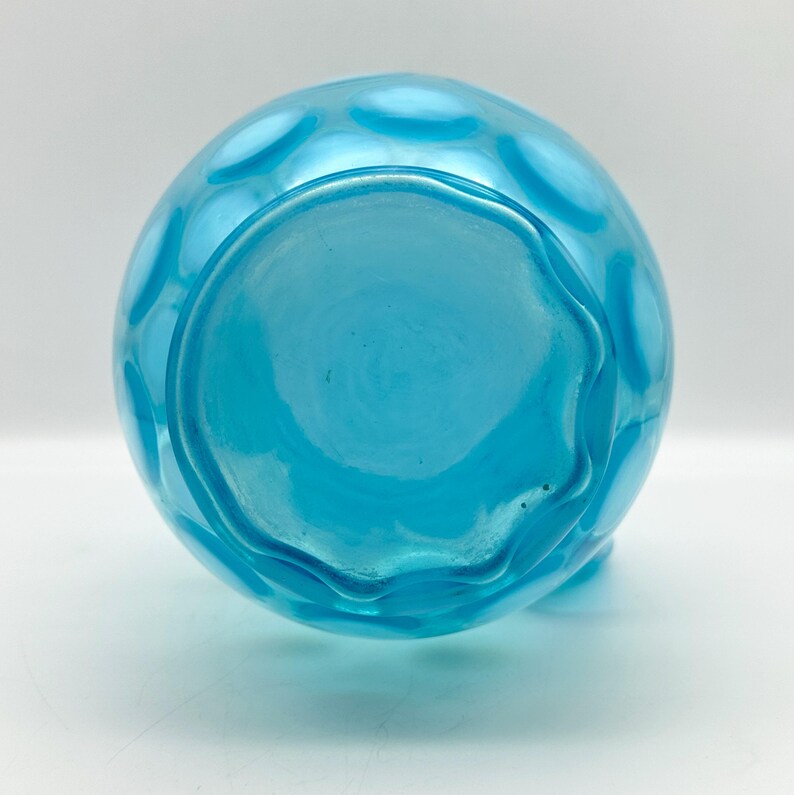 Vintage Fenton Blue Opalescent Optic Coin Dot Glass Pitcher With ...