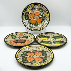 Hand-painted Talavera Castillo Ceramic Plates, Mexico, Set of 4