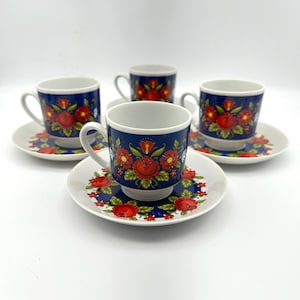 Winterling Schwarzenbach Bavaria Germany Porcelain Espresso Cup & Saucer Sets, Set of 4
