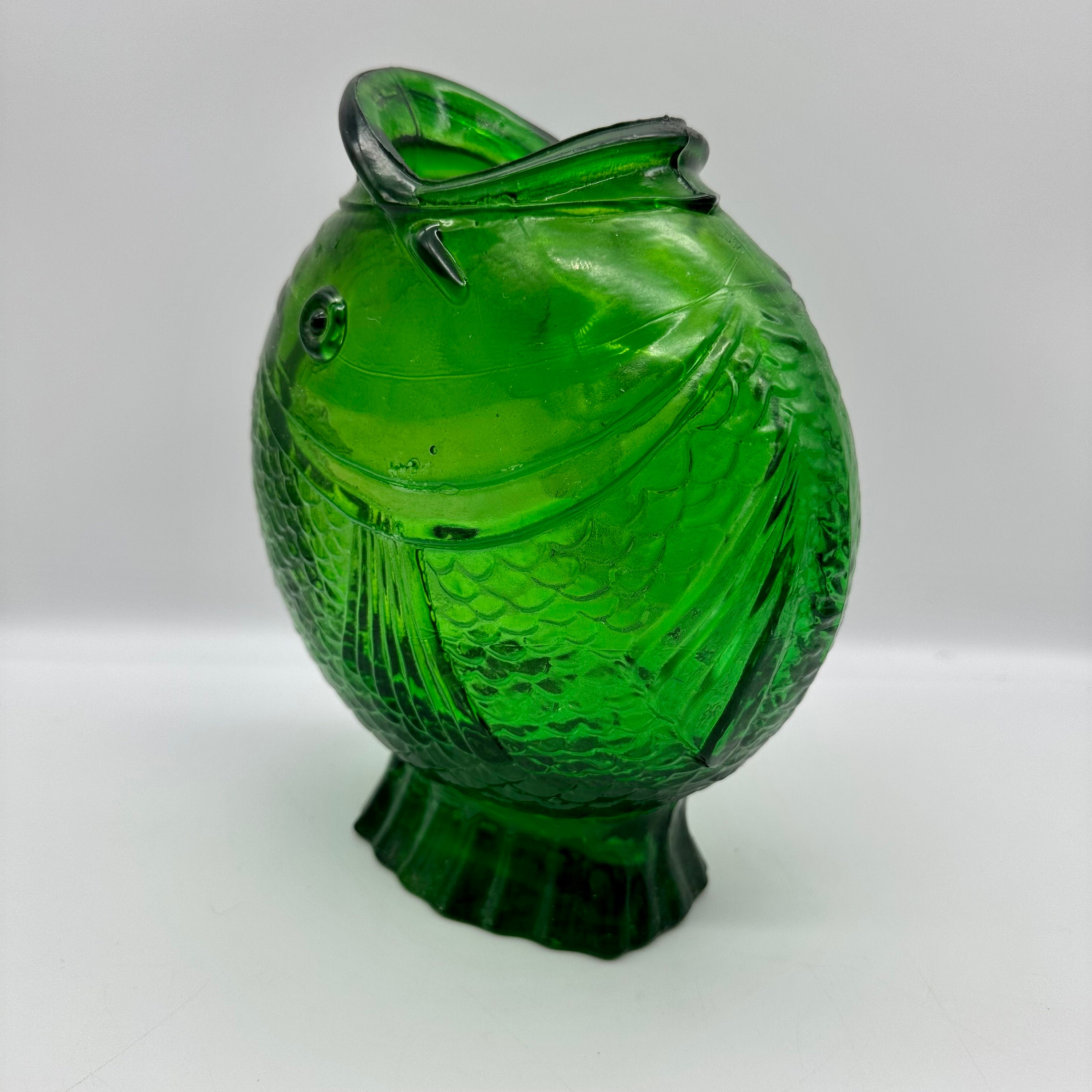 Bright Green Open Mouth Fish Glass Vase Made in Spain Etsy