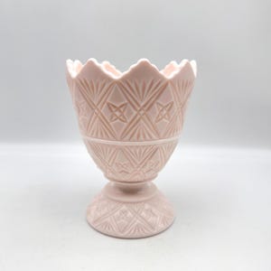 Vintage Jeannette Pink Milk Glass, Napco 2255 Footed Planter/Vase, 6" tall