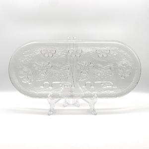 Glasi Hergiswil Glass Charcuterie Board with Cows and Flowers, 15 1/2” long, Made in Switzerland