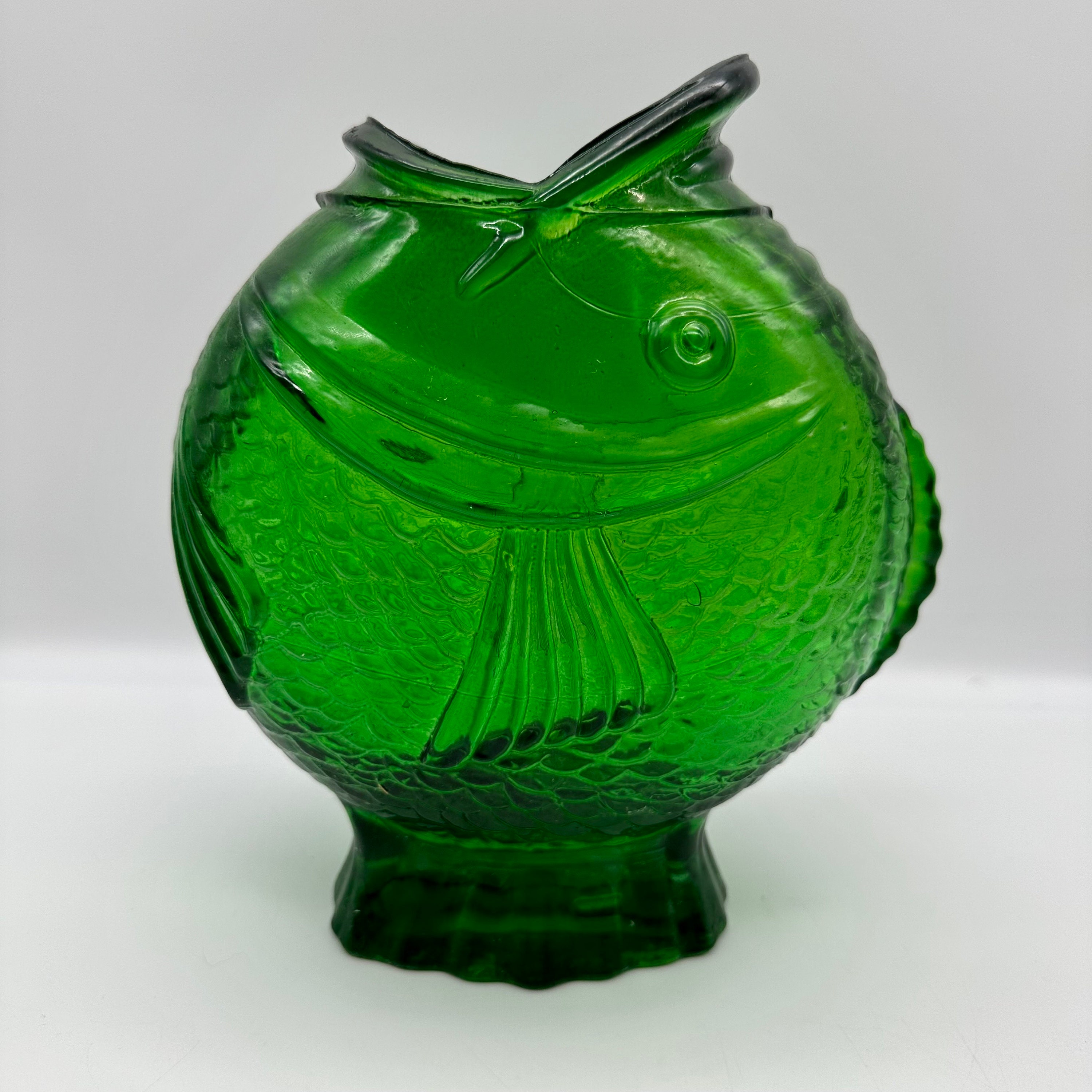 Bright Green Open Mouth Fish Glass Vase Made in Spain Etsy