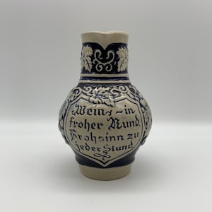 Gerz Wine Pitcher Staffel Stoneware, West Germany, Vintage, 5&quot; Tall