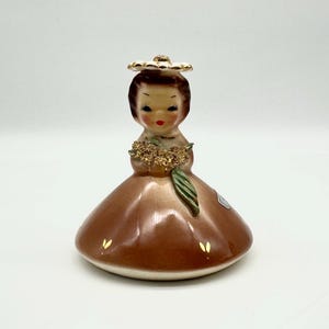 Josef Originals California Mushroom Girl, November Birthday Month Girl Figurine, 3” tall