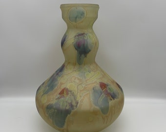 Stunning 12” BZT Ltd. Hand Painted Israeli Vase, Splatter Vase, Centerpiece, Multi-color