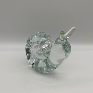 Bubble Glass, Clear Art Glass Snail Figurine Paperweight with Controlled Bubbles