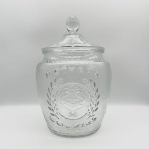 Mother’s Cookies Clear Glass Cookie Jar, Anchor Hocking, 10” tall