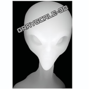 Grayscale 3D for Lightburn 3D Slice CNC Alien Bust Profile Ufo PNG 1012 DPI