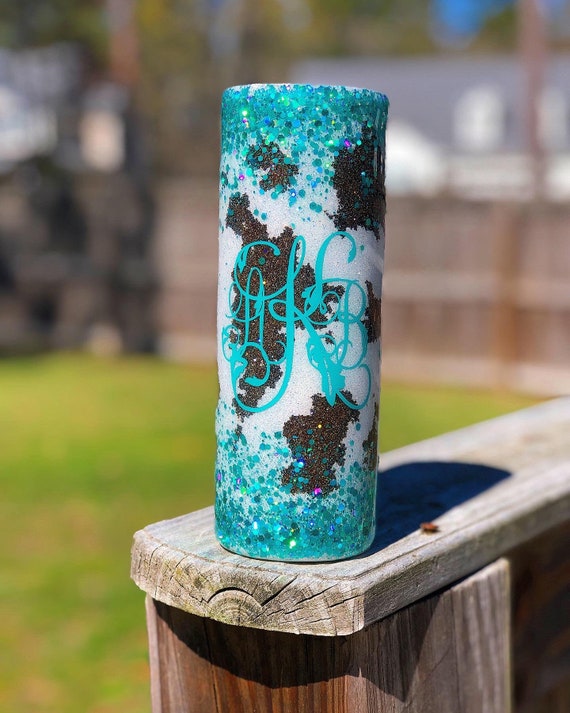 Teal Animal Print 4 in 1 Can Cooler and Tumbler