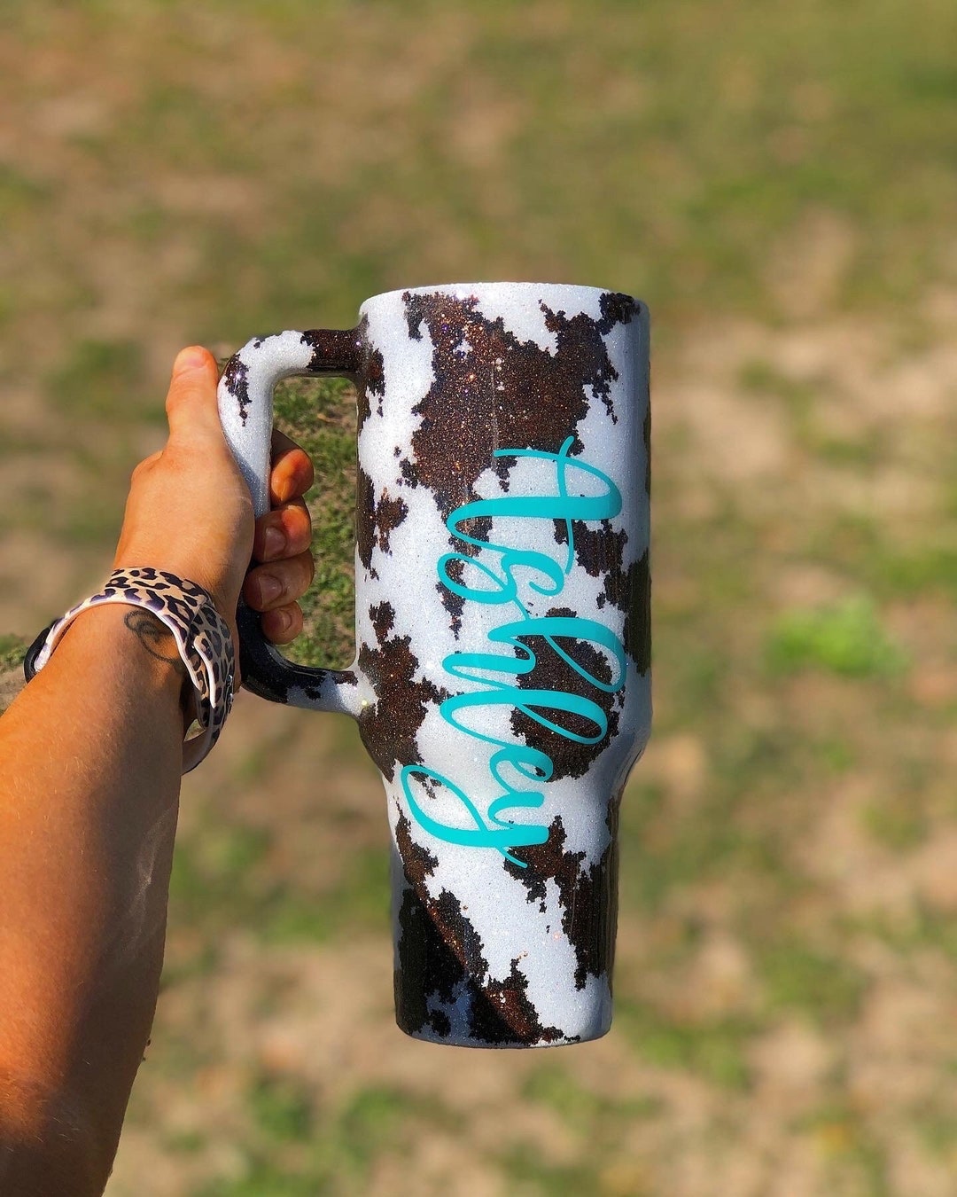 Black & White Cow Spot Tumbler / Cow Glitter Tumbler