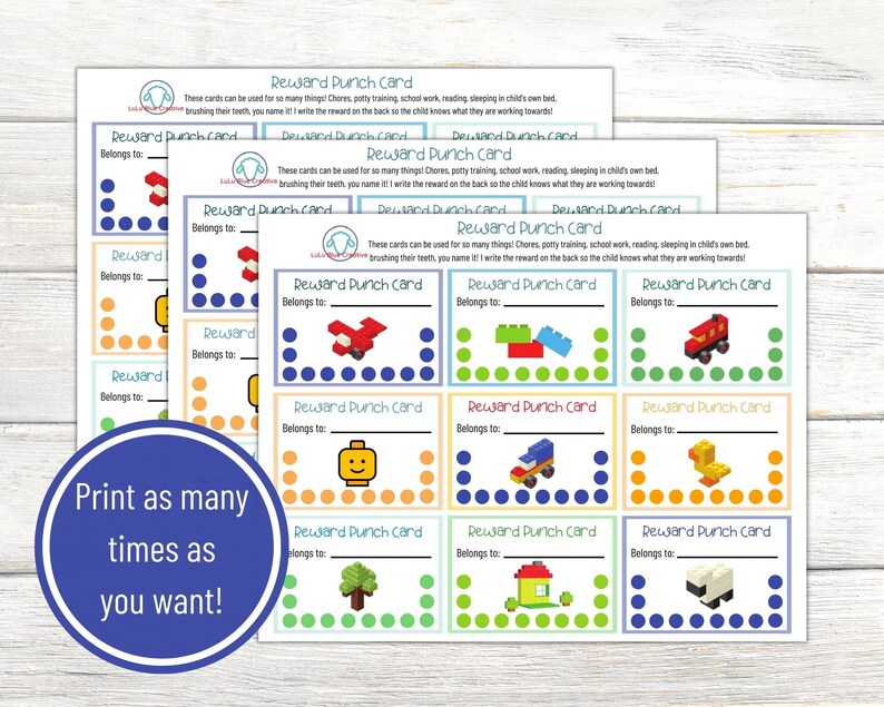 Building Blocks Reward Punch Card: Kids Chore Tracker (printable PDF ...