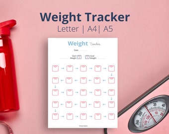 Weight Loss Tracker | Fitness Tracker | Weight Loss Goal Chart Sheet