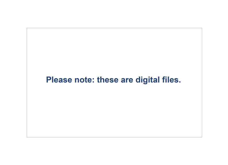 Puede incluir: Texto sobre un fondo blanco que dice: "Por favor, tenga en cuenta: estos son archivos digitales."