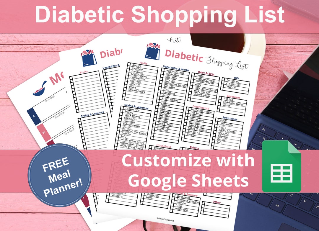 Diabetic Food List Diabetic Grocery List Free Meal Planner Etsy