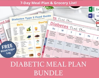 Plan de alimentación para diabéticos / Lista de alimentos para diabéticos / Lista de compras para diabéticos / Monitor de azúcar en sangre