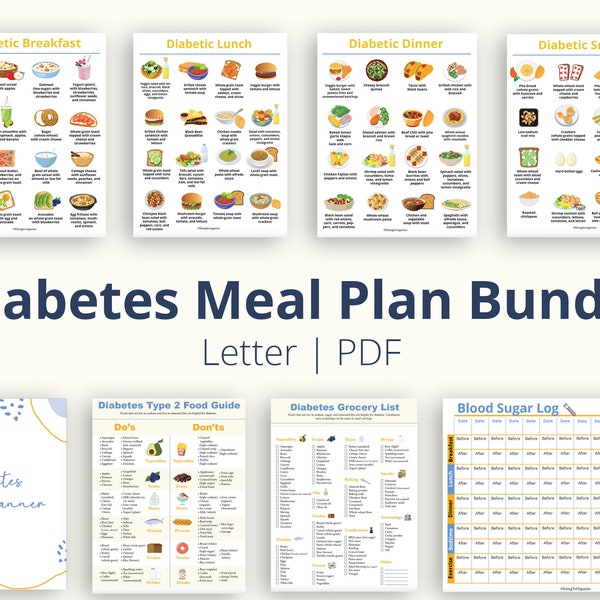 Diabetes Meal Plan | Diabetic Food List | Diabetic Food Chart | Do's and Don'ts Guide | Blood Sugar Log | low Carb