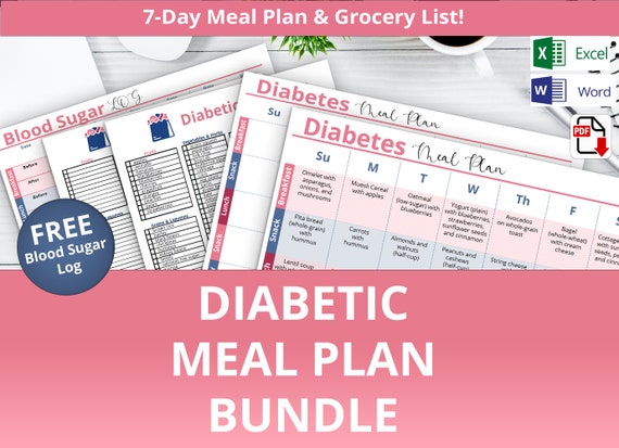 diabetes meal plan diabetic grocery list blood sugar etsy