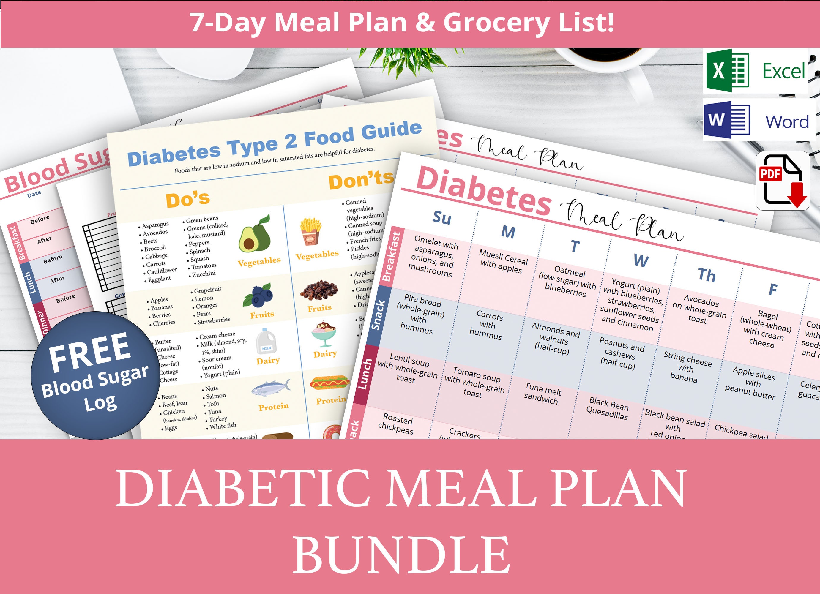 Diabetes Meal Plan Diabetic Food List Diabetic Grocery - Etsy UK