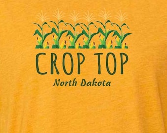 Crop Top Short Sleeved Tee - North Dakota