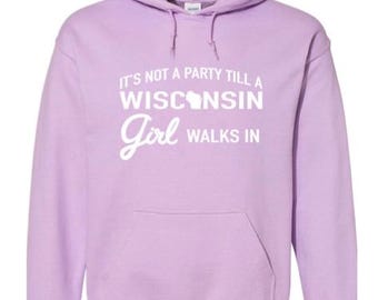 Wisconsin Party Girl Hooded Sweatshirt - Orchid