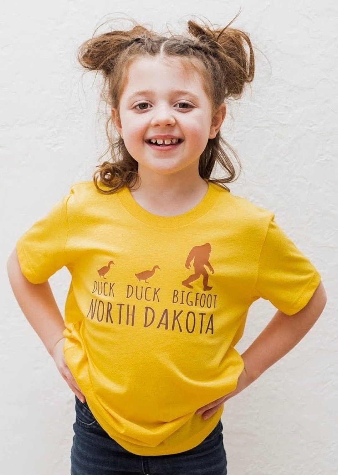 South Dakota Toddler/Youth Tee Shirt Duck Duck Bigfoot-Heather Yellow